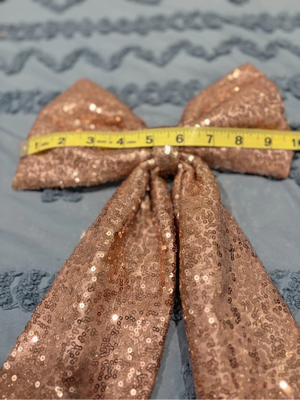 Rose Gold Sequin Oversized Statement Bow 25” Long